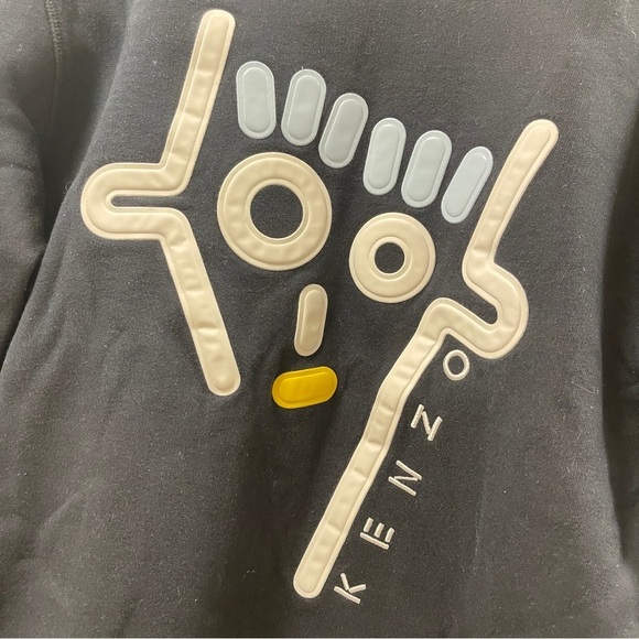 Authentic Kenzo Black Crewneck Graphic Sweatshirt – 3D Abstract Face Size M - Picture 3 of 13